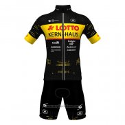 2022 Abbigliamento Ciclismo Lotto-Kern Haus Nero Giallo Manica Corta e Salopette