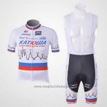 2010 Abbigliamento Ciclismo Katusha Bianco Manica Corta e Salopette