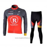 2010 Abbigliamento Ciclismo Radioshack Arancione e Grigio Manica Lunga e Salopette Pantaloni