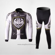 2010 Abbigliamento Ciclismo Rock Racing Argentato e Bianco Manica Lunga e Salopette