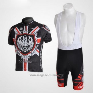 2010 Abbigliamento Ciclismo Rock Racing Nero e Rosso Manica Corta e Salopette