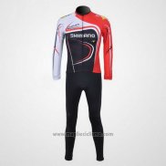 2011 Abbigliamento Ciclismo Shimano Rosso e Nero Manica Lunga e Salopette