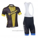 2013 Abbigliamento Ciclismo Giant Nero e Giallo Manica Corta e Salopette