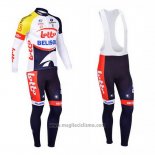 2013 Abbigliamento Ciclismo Lotto Belisol Viola e Bianco Manica Lunga e Salopette