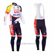 2013 Abbigliamento Ciclismo Lotto Belisol Viola e Bianco Manica Lunga e Salopette