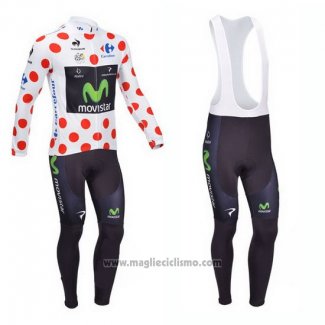 2013 Abbigliamento Ciclismo Movistar Lider Bianco e Rosso Manica Lunga e Salopette