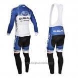 2013 Abbigliamento Ciclismo Subaru Blu e Bianco Manica Lunga e Salopette