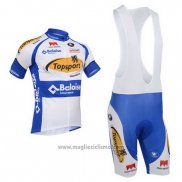 2013 Abbigliamento Ciclismo Topsport Bianco e Celeste Manica Corta e Salopette