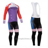 2014 Abbigliamento Ciclismo Fox Cyclingbox Rosso e Viola Manica Lunga e Salopette