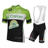 2016 Abbigliamento Ciclismo Crelan AA Verde e Nero Manica Corta e Salopette