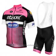 2016 Abbigliamento Ciclismo Etixx Quick Step Rosa e Nero Manica Corta e Salopette