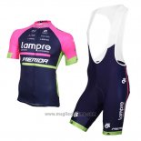 2016 Abbigliamento Ciclismo Lampre Blu e Rosa Manica Corta e Salopette