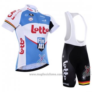 2016 Abbigliamento Ciclismo Lotto Fix All Bianco e Blu Manica Corta e Salopette