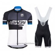 2016 Abbigliamento Ciclismo Santini Blu e Bianco Manica Corta e Salopette