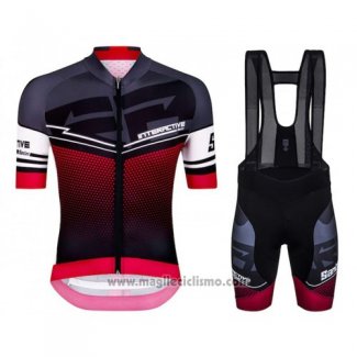 2016 Abbigliamento Ciclismo Santini Rosso e Nero Manica Corta e Salopette