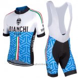 2017 Abbigliamento Ciclismo Bianchi Milano Pontesei Blu Manica Corta e Salopette