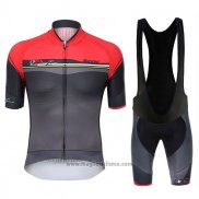 2017 Abbigliamento Ciclismo Santini Sleek Rosso e Grigio Manica Corta e Salopette