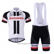 2017 Abbigliamento Ciclismo Sunweb Bianco Manica Corta e Salopette