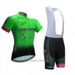 2018 Abbigliamento Ciclismo Astana Verde Manica Corta e Salopette