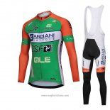 2018 Abbigliamento Ciclismo Bardiani Csf Verde Manica Lunga e Salopette
