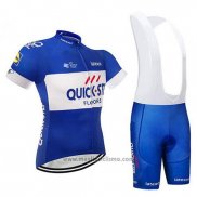 2018 Abbigliamento Ciclismo Quick Step Floors Blu e Bianco Manica Corta e Salopette