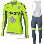 2018 Abbigliamento Ciclismo Tinkoff Giallo Manica Lunga e Salopette
