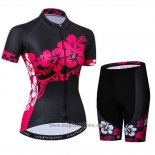 2019 Abbigliamento Ciclismo Donne Weimostar Nero Rosa Manica Corta e Salopette