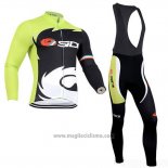 2019 Abbigliamento Ciclismo Rock Racing SIDI Nero Verde Manica Lunga e Salopette