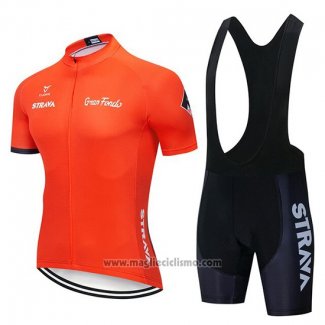 2019 Abbigliamento Ciclismo STRAVA Arancione Manica Corta e Salopette