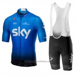 2019 Abbigliamento Ciclismo Sky Blu Manica Corta e Salopette