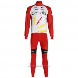 2020 Abbigliamento Ciclismo Cofidis Bianco Rosso Manica Lunga e Salopette