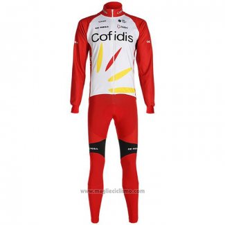 2020 Abbigliamento Ciclismo Cofidis Bianco Rosso Manica Lunga e Salopette