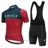 2021 Abbigliamento Ciclismo Morvelo Rosso Scuro Verde Manica Corta e Salopette