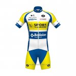 2021 Abbigliamento Ciclismo Sport Vlaanderen-Baloise Blu Bianco Giallo Manica Corta e Salopette