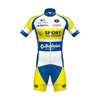 2021 Abbigliamento Ciclismo Sport Vlaanderen-Baloise Blu Bianco Giallo Manica Corta e Salopette
