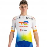 2022 Abbigliamento Ciclismo Direct Energie Bianco Giallo Blu Manica Corta e Salopette