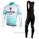 Abbigliamento Ciclismo Bianchi Milano Nalles Azzurro Bianco Manica Lunga e Salopette
