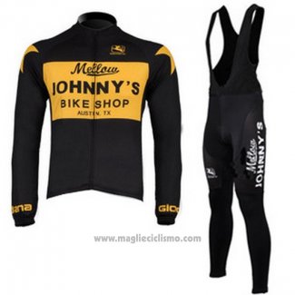 2010 Abbigliamento Ciclismo Johnnys Nero e Giallo Manica Lunga e Salopette