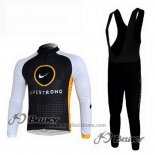 2010 Abbigliamento Ciclismo Livestrong Nero Manica Lunga e Salopette