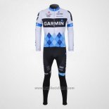 2011 Abbigliamento Ciclismo Garmin Cervelo Blu e Bianco Manica Lunga e Salopette