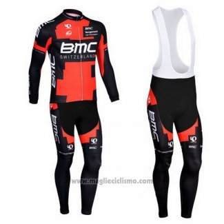 2013 Abbigliamento Ciclismo BMC Nero e Rosso Manica Lunga e Salopette