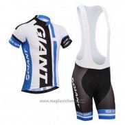 2013 Abbigliamento Ciclismo Giant Bianco e Celeste Manica Corta e Salopette