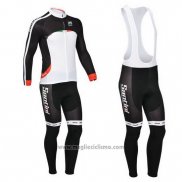 2013 Abbigliamento Ciclismo Santini Nero e Bianco Manica Lunga e Salopette