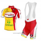 2013 Abbigliamento Ciclismo Wallonie Bruxelles Giallo e Rosso Manica Corta e Salopette