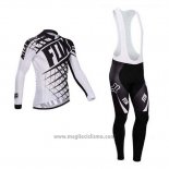 2014 Abbigliamento Ciclismo Fox Bianco e Nero Manica Lunga e Salopette