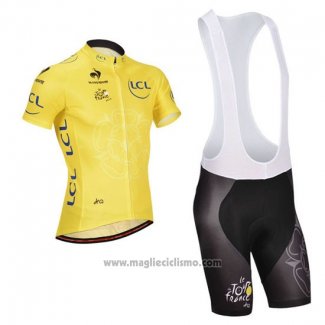 2014 Abbigliamento Ciclismo Tour de France Giallo Manica Corta e Salopette