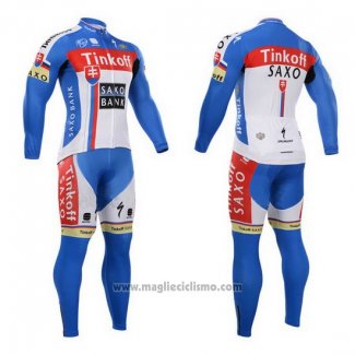 2015 Abbigliamento Ciclismo Tinkoff Saxo Bank Campione Slovacchia Manica Lunga e Salopette