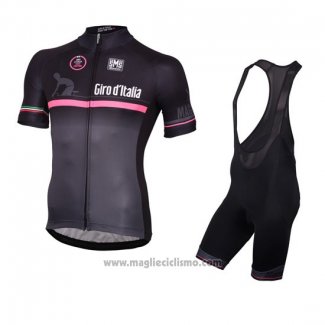 2016 Abbigliamento Ciclismo Giro d'Italia Nero e Rosso Manica Corta e Salopette