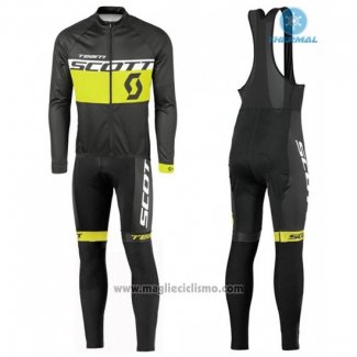 2016 Abbigliamento Ciclismo Scott Nero e Giallo Manica Lunga e Salopette