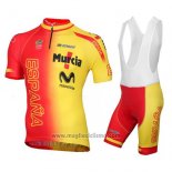 2016 Abbigliamento Ciclismo Spagna Giallo e Rosso Manica Corta e Salopette